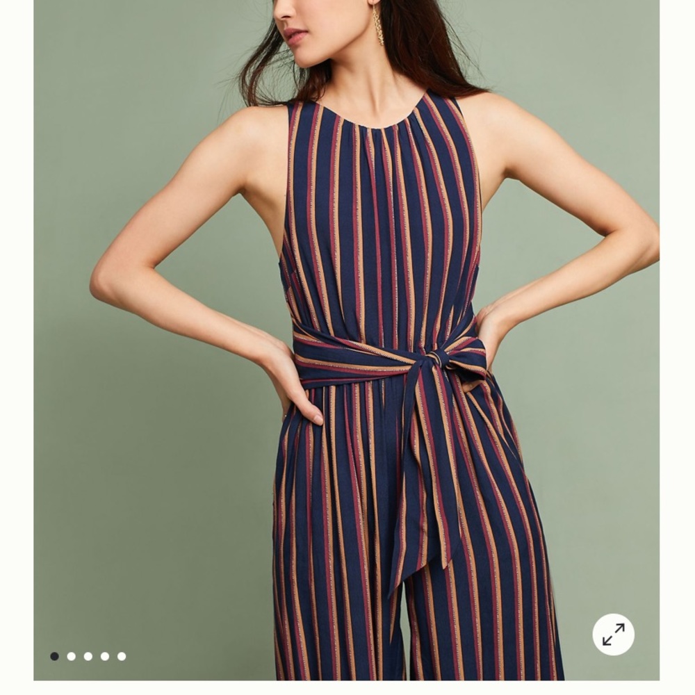 Striped Tie Front Jumpsuit Anthropologie - Picture 2 of 11